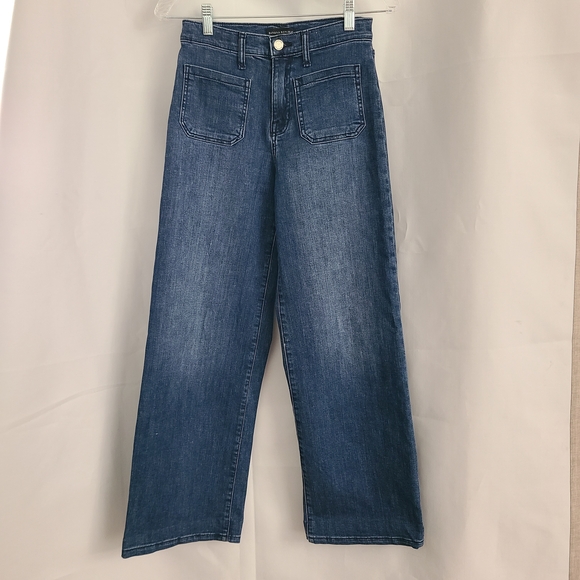 Banana Republic Denim - Banana Republic Premium Denim Sz 25 Patch Pocket High Rise Wide Leg Jeans HEMMED